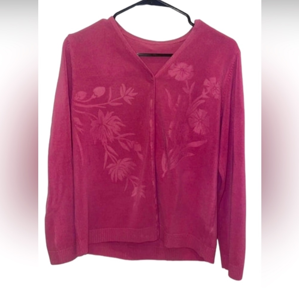 Dark tone pink cardigan with light florals